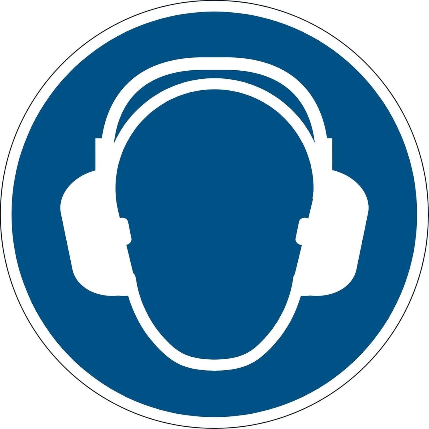 Durable Adhesive ISO "Use Ear Protection" Sign Safety Floor Sticker - 43cm - Attach to Any Smooth and Solid Floor - Easy to Install and Extremely Durable