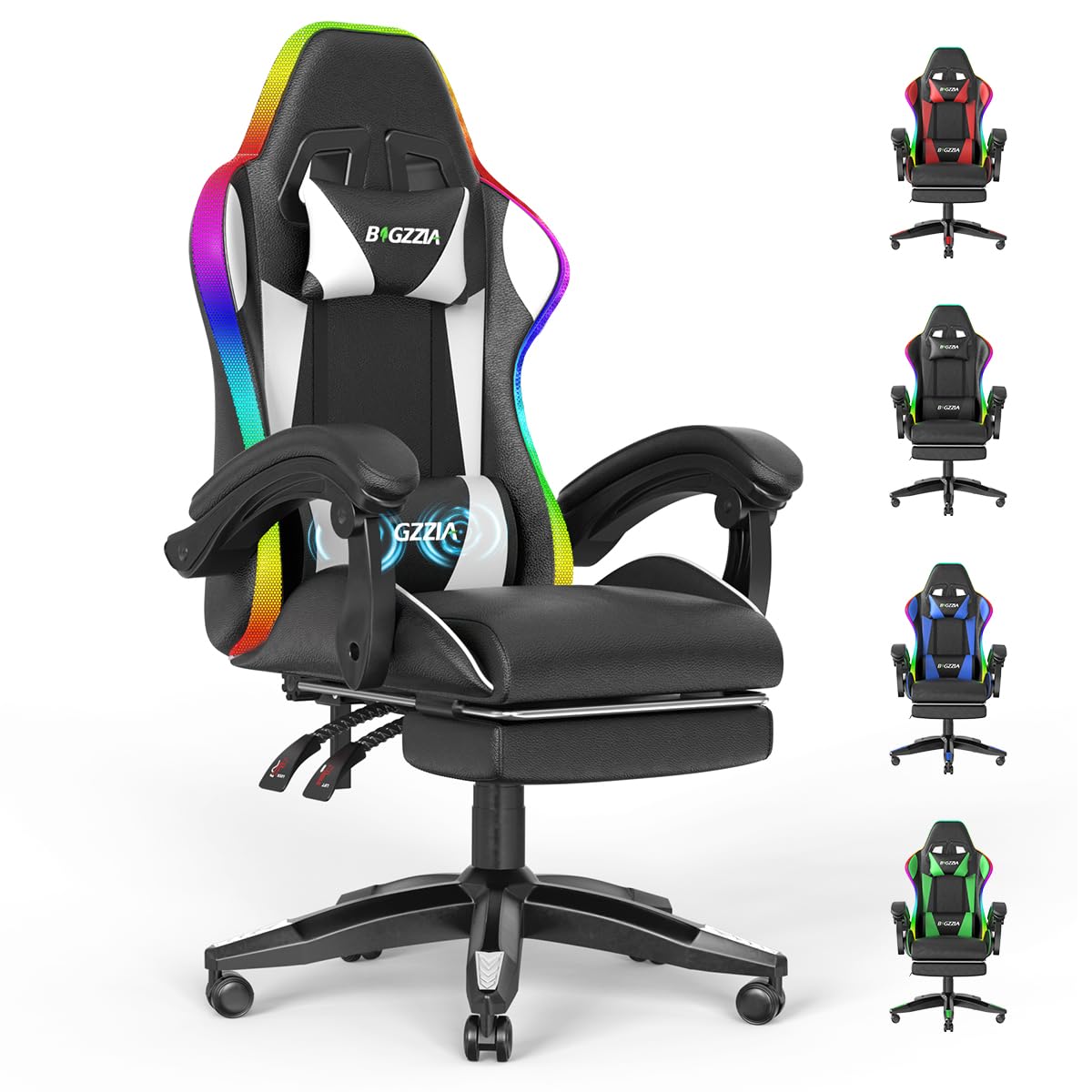bigzzia LED Gaming Chair with Massage PC Chair for Gamer Gifts