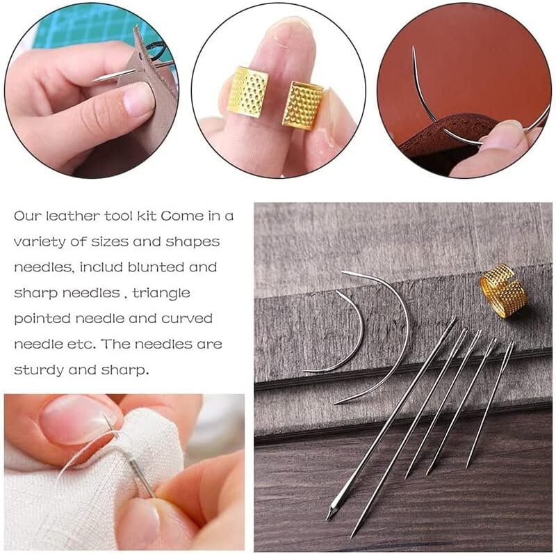 MIUSIE 30Pcs Leather Sewing Repair Kit with Sewing Thread Large Eye Stitching Needles Awl for Leather Leather Repair Stitching|Sewing| -