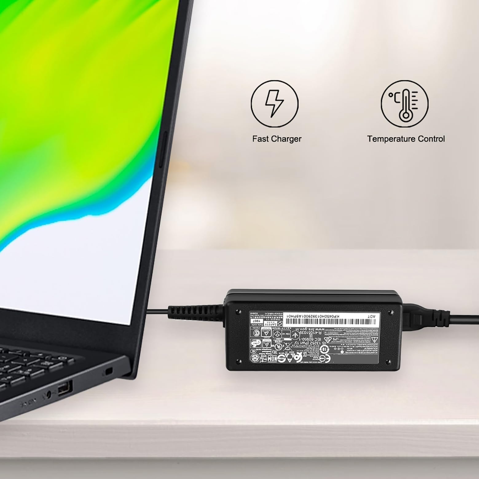 45W Alimentation Chargeur pour Acer Aspire A315-23 A315-24P A315-35 A317-53 A317-54 A317-55P A115-32 A314-22 A314-23P A514-55 A515-45 A517-52 EX215-22 Acer Aspire 3 5 Chargeur (3.0 * 1.0mm)