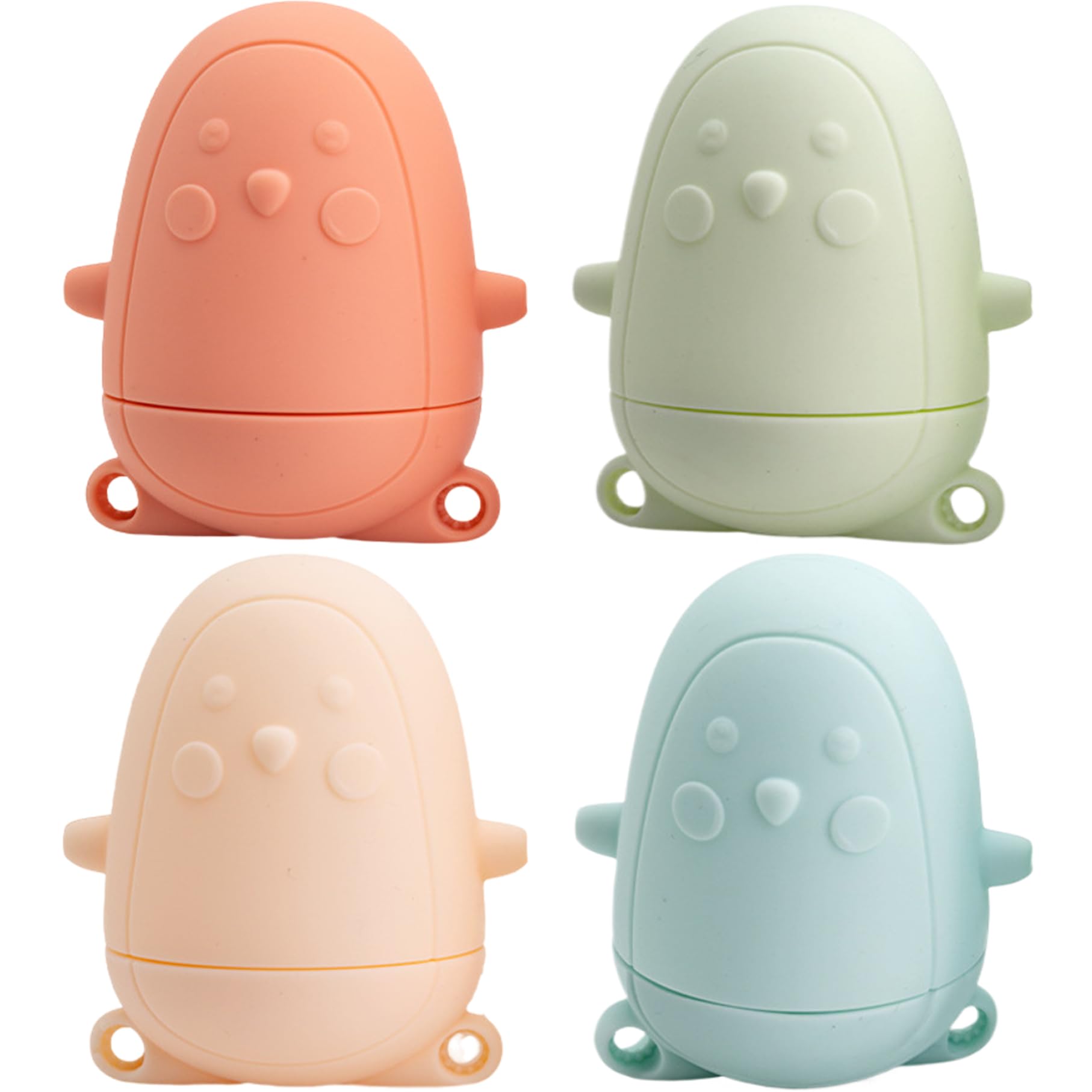 4 Piezas/Juguetes de baño de Set, 2.6x3 Juguetes de baño de Silicona de Grado alimenticio, Chorro de pingüino de Dibujos ecológicos para niños pequeños para niñas para niñas