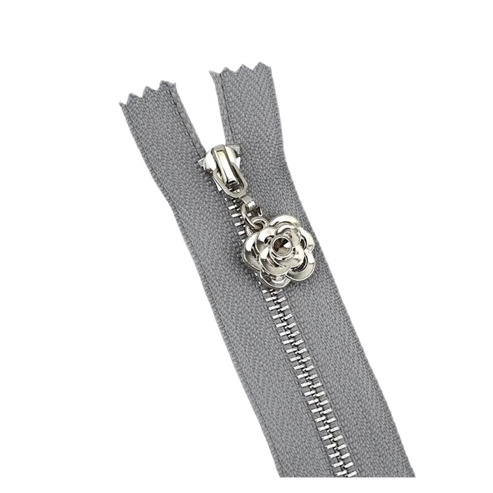 5Pcs 3# Metal Zipper for Sewing 60-70cm Open-End Zippers Silver Tooth Bag Decor Zip DIY Garment Accessories(ZA084-Gray,Open-End-60cm)