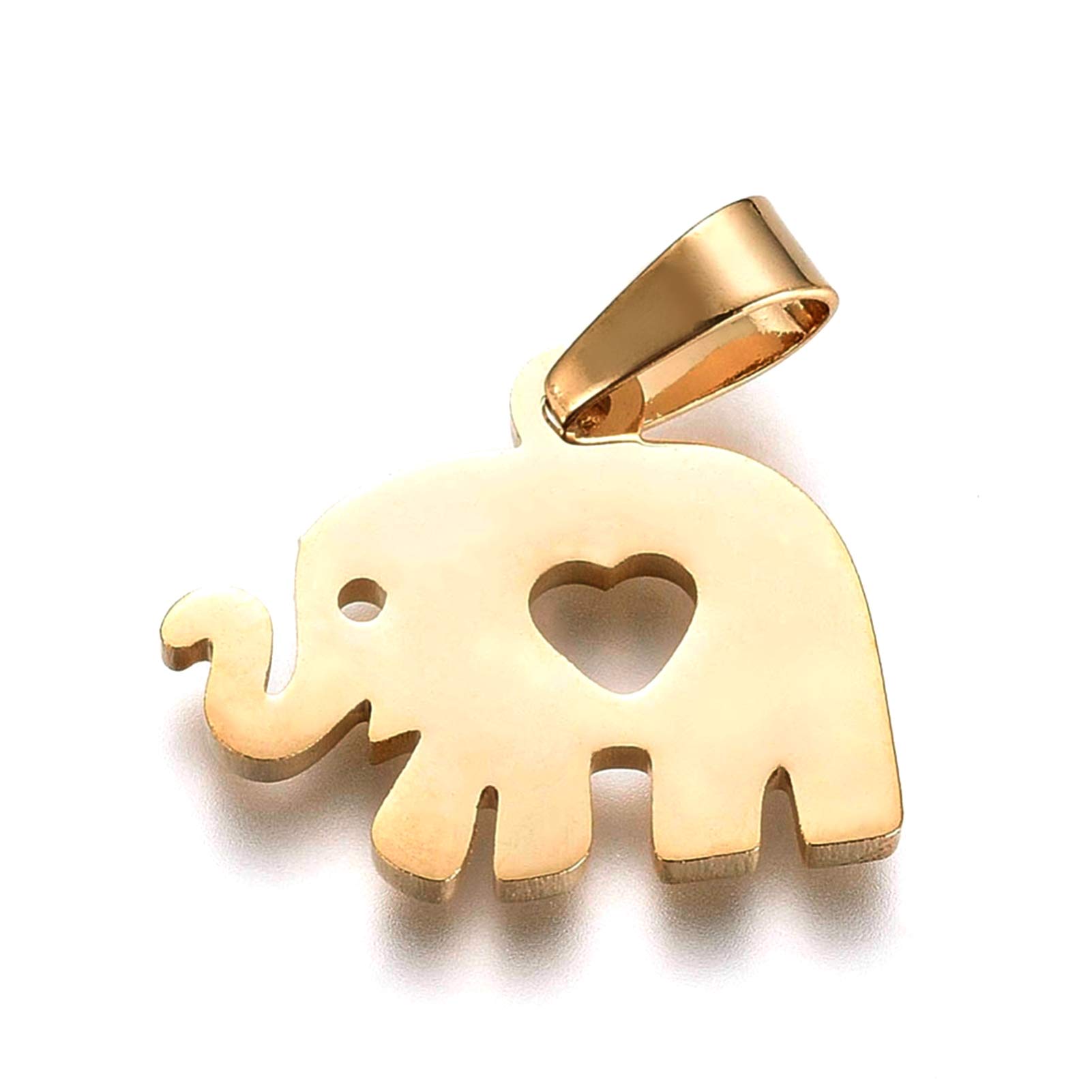 DanLingJewelryDanLingJewelry 10 pcs 304 Stainless Steel Charms Elephant with Heart Charms for Jewelry Making Crafting Accessory 13x16mm