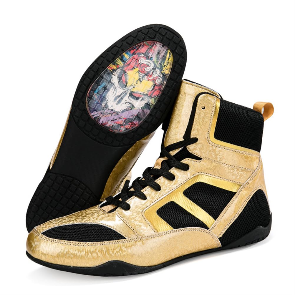 Zapatillas De Boxeo Y Lucha para Hombre, Transpirables, Entrenadores De Boxeo, Unisex, para Adultos, De Artes Marciales, Atléticas, De Fitness Y Culturismo,Amarillo,43 EU
