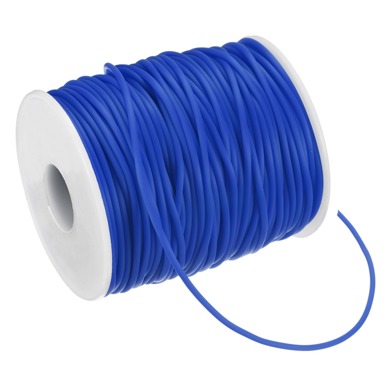 M METERXITY Hollow Pipe Tubing Rubber Cord, 54.7 Yards 2mm Stretchy String with 1.2mm Hole Elastic Strings Barber Cords for Jewelry Making/DIY Crafts/Necklaces/Bracelets [Sapphire Blue]