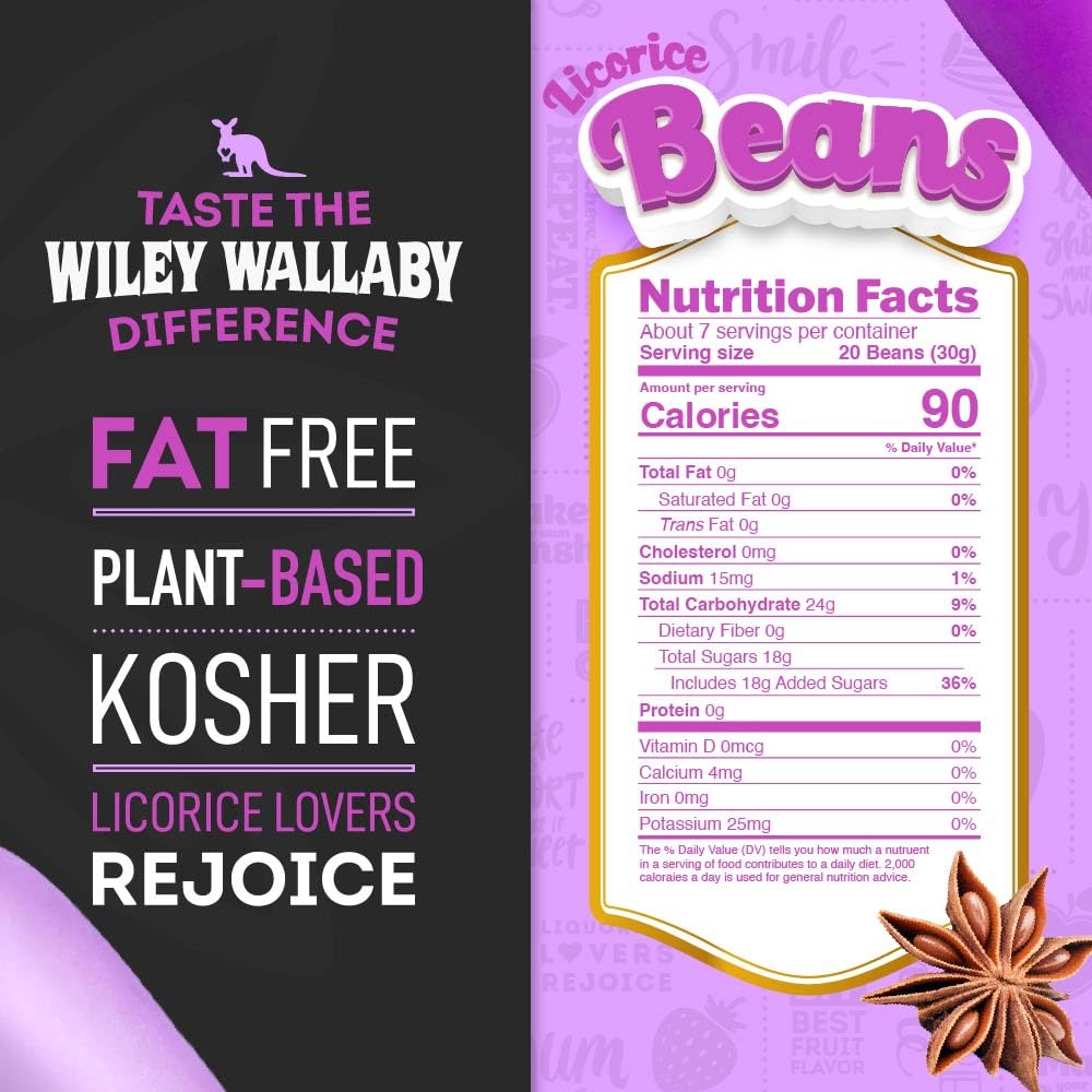 Wiley Wallaby 7.05 Ounce Classic Black Gourmet Australian Style Soft & Chewy Licorice Candy Beans, 3 Pack