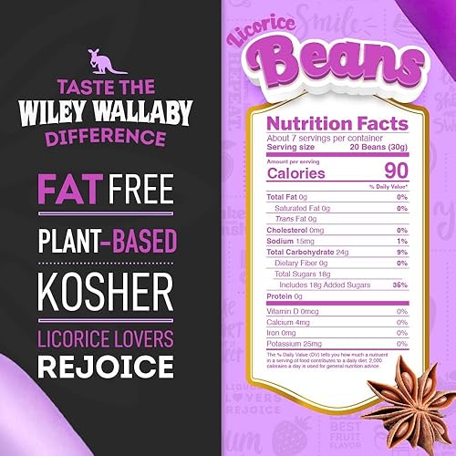 Miniatura 2 de Wiley Wallaby Granos de caramelo de regaliz clásicos negros gourmet de 7.05 onzas, estilo australiano, suaves y masticables, paquete de 2