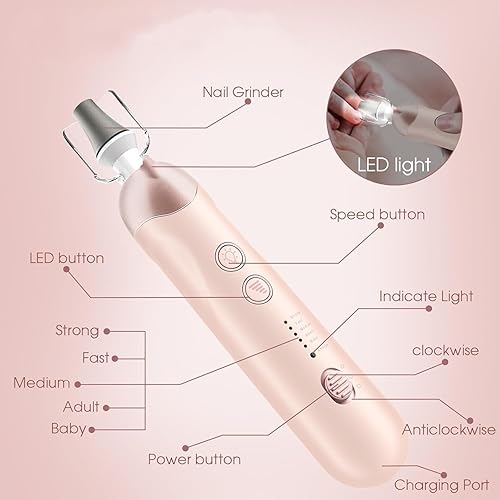 Miniatura 2 de Kit profesional de manicura y pedicura, juego de limas eléctricas inalámbricas, herramientas recargables para pedicura de uñas para pies, 5