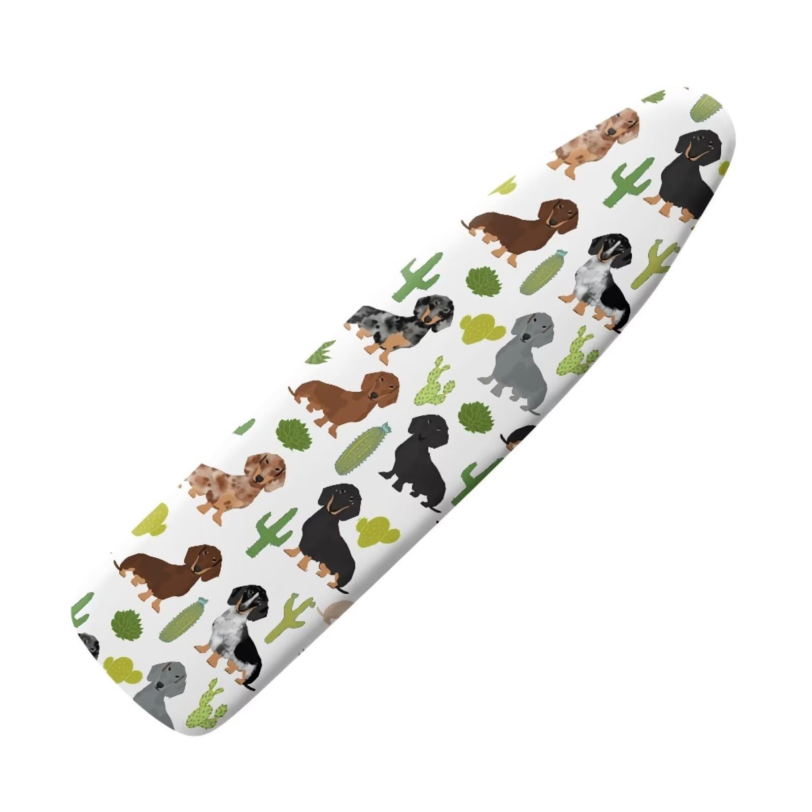NETILGEN Iron Board Cover Elasticated Polyester Ironing Board Replacement Covers Scorch Resistant Resist Staining Marks Easy Fit Small Size, Dachshund Dog Cactus — image 1