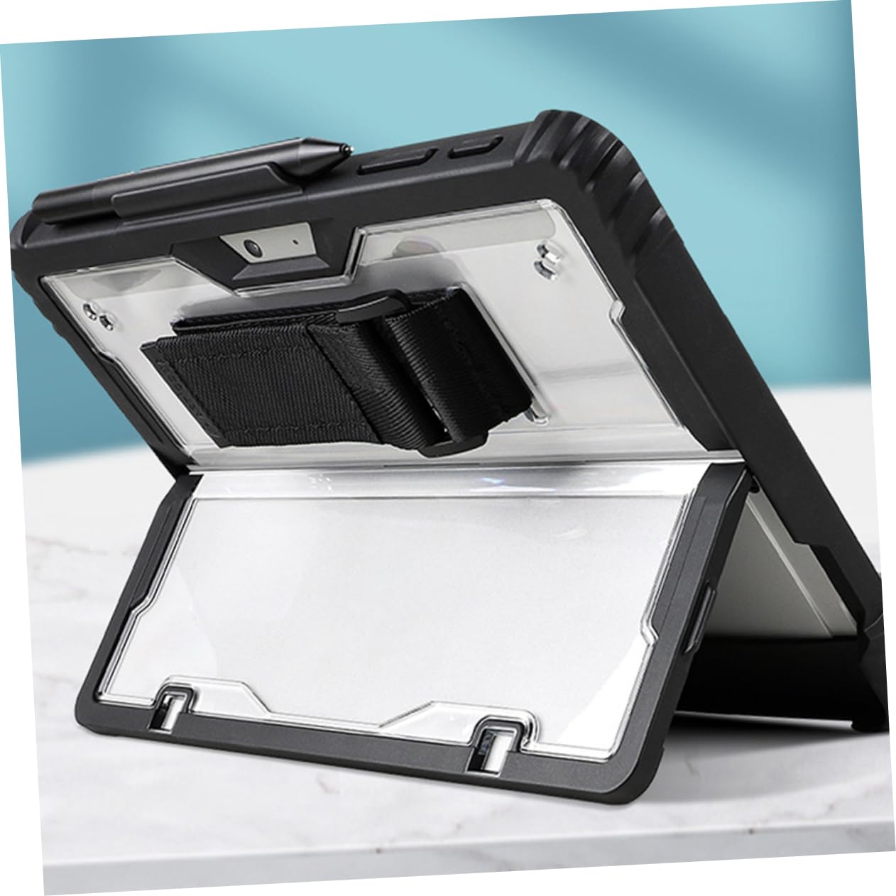 jojofuny Custodia Protettiva Per Tablet Tracolla Cover in Plastica Per Tablet Protezione Anti-caduta Trasparente Supporto Per Penna Incluso