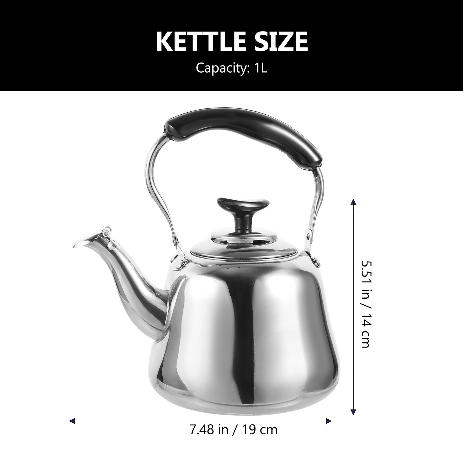 Luxshiny Bouilloire sifflante pour randonnée, bouilloire à thé en vrac, bouilloire à thé en vrac, cuisinière à gaz, théière en acier inoxydable, pot d'eau bouillante pour faire du thé en plastique