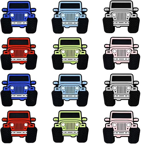 Cuentas focales de silicona con forma de camión de dibujos animados, cuentas espaciadoras sueltas para hacer joyas, pulseras y llaveros