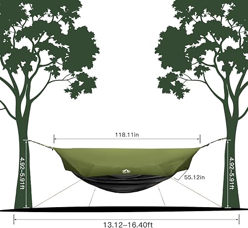 Miniatura 8 de Night Cat Tienda de campaña Hamaca para acampar hamaca portátil 4 en 1 ligera con lona de lluvia y mosquitera para senderismo en la selva al aire