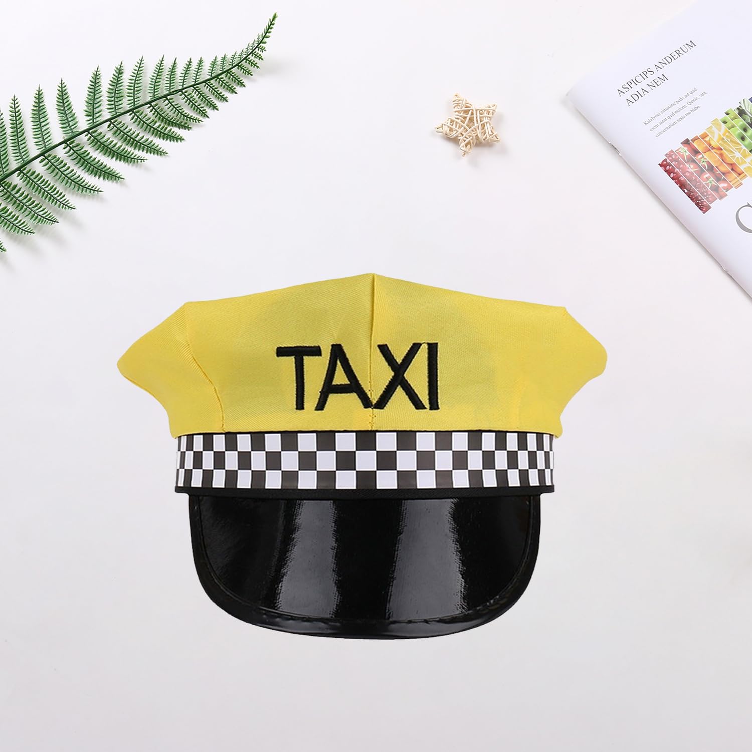 BORFUE 2pcs Chauffeur Costume Accessories Yellow Taxi Hat Sunglasses Stage Performance Hats for Taxi Driver Fancy Dress - Image 3