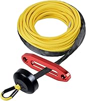Vista 28 de Cuerda de cabrestante sintética amarilla de 50 pies x 1/4 + guía Hawse + tope de goma para ATV UTV SUV camión KFI Ramsey