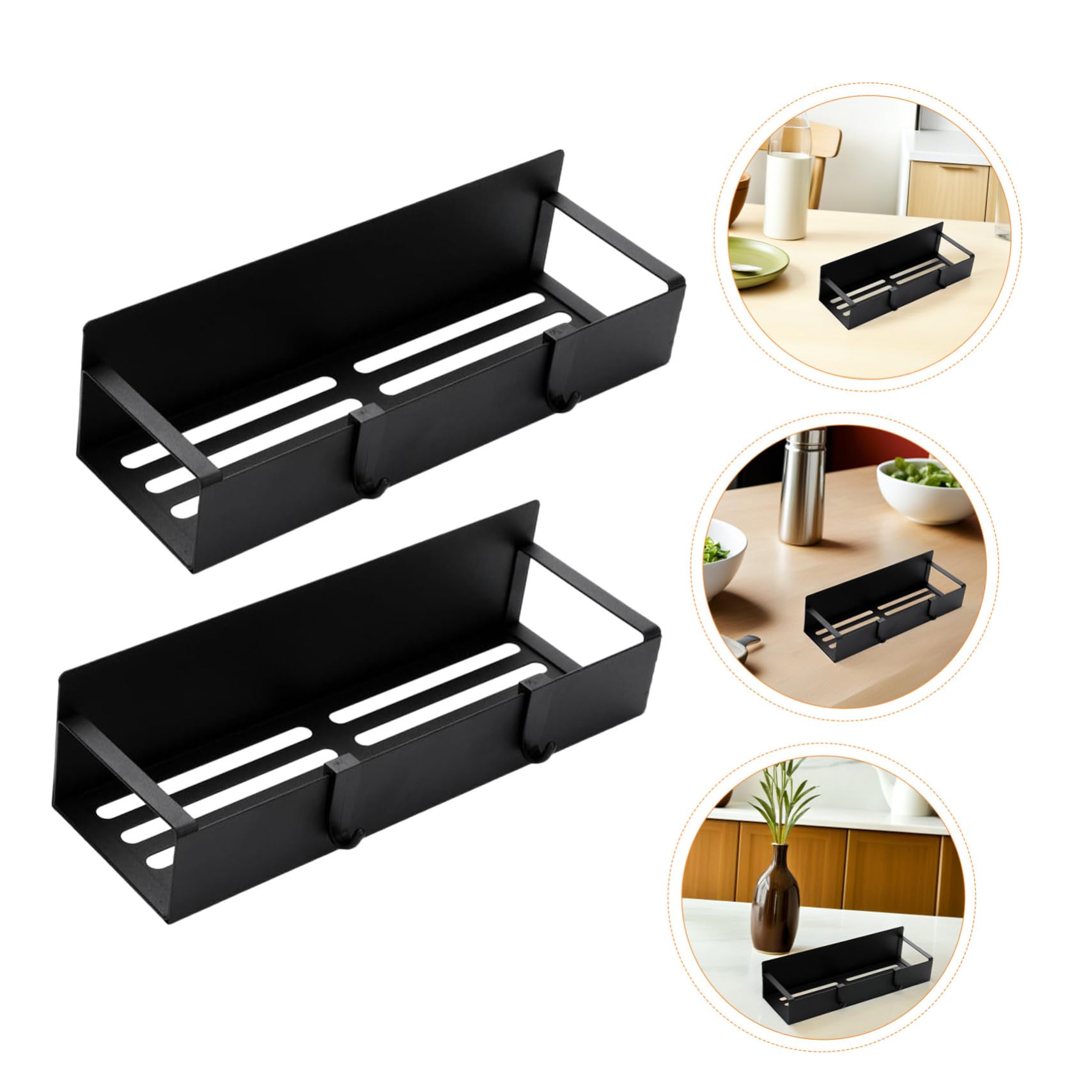 MAGICLULU 2 Stück-pack Magnetische Kühlschrankablagen aus Kohlenstoffstahl Kühlschrankmagnetregale für Gewürze Magnetischer Seitenorganizer für Küchenaufbewahrung Schwarz