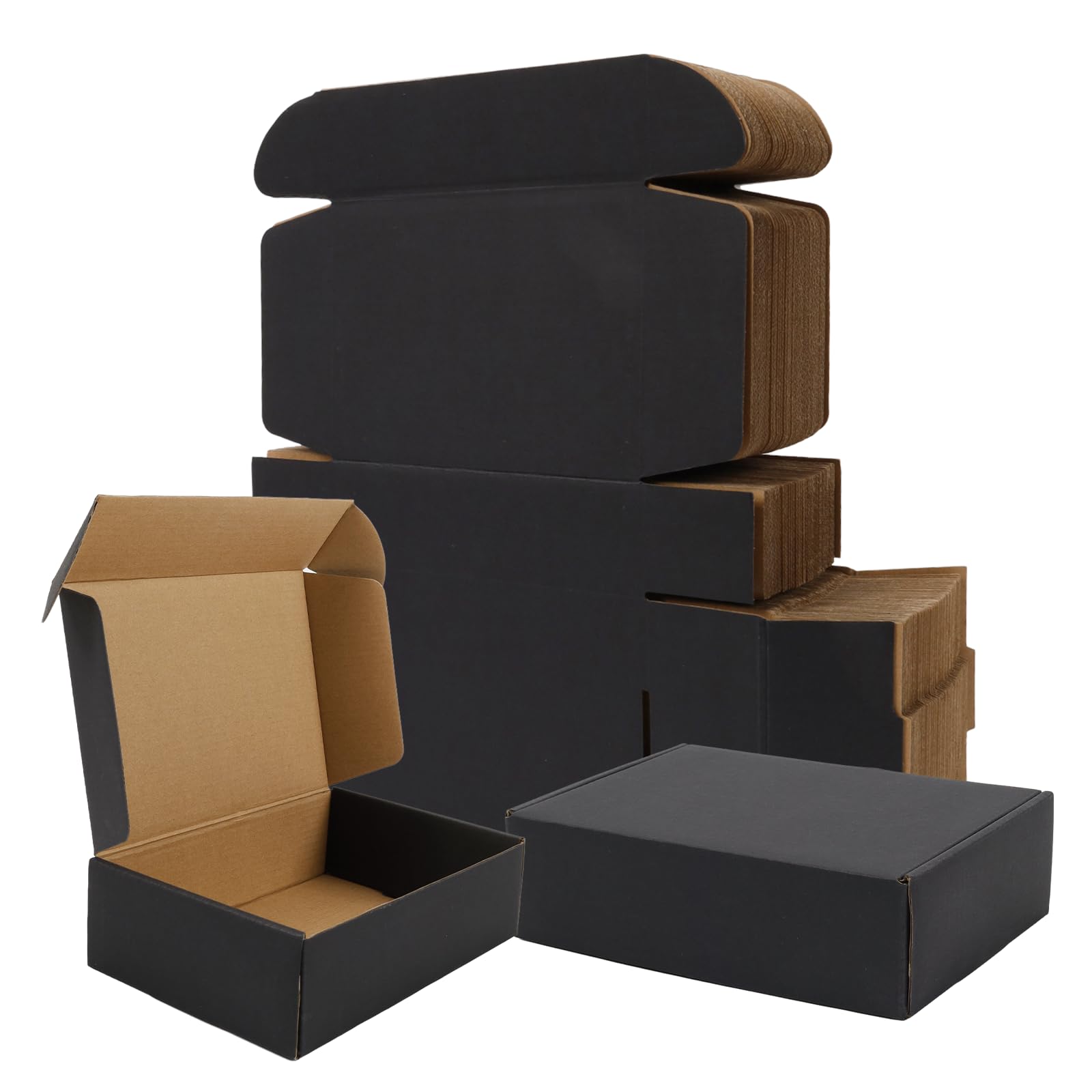 BIOBROWN Kartony wysyłkowe, pudełko prezentowe 18 x 13 x 2,5 cm (opakowanie 50 szt.) czarne kartony z tektury falistej dla małych firm, e-commerce i opakowanie na prezent