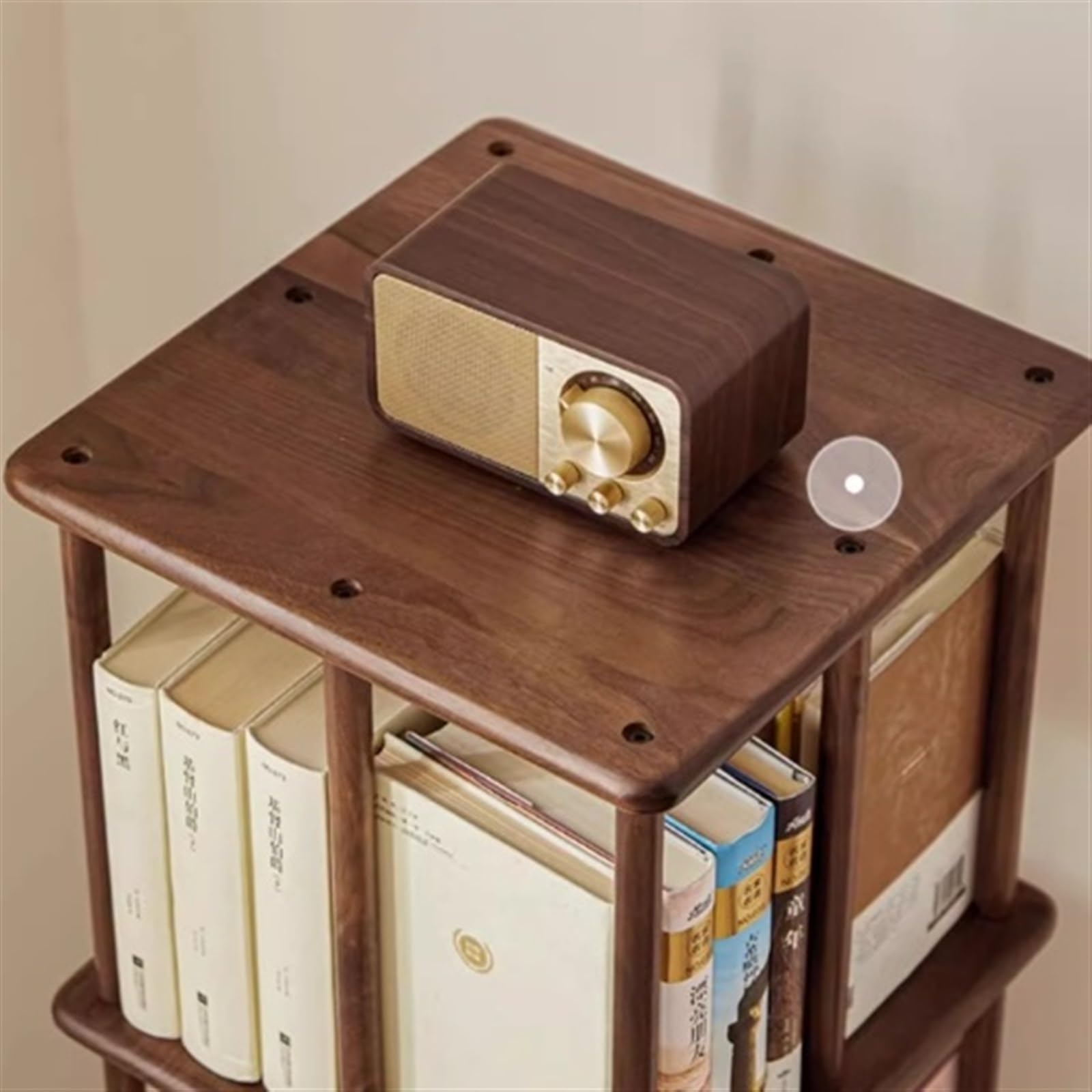 Organizer Scrivania Scaffale in Noce Nera, scaffale da Pavimento, scaffale Girevole Semplice e Moderno, scaffale for Libri a 360 Gradi Cassetti Scrivania