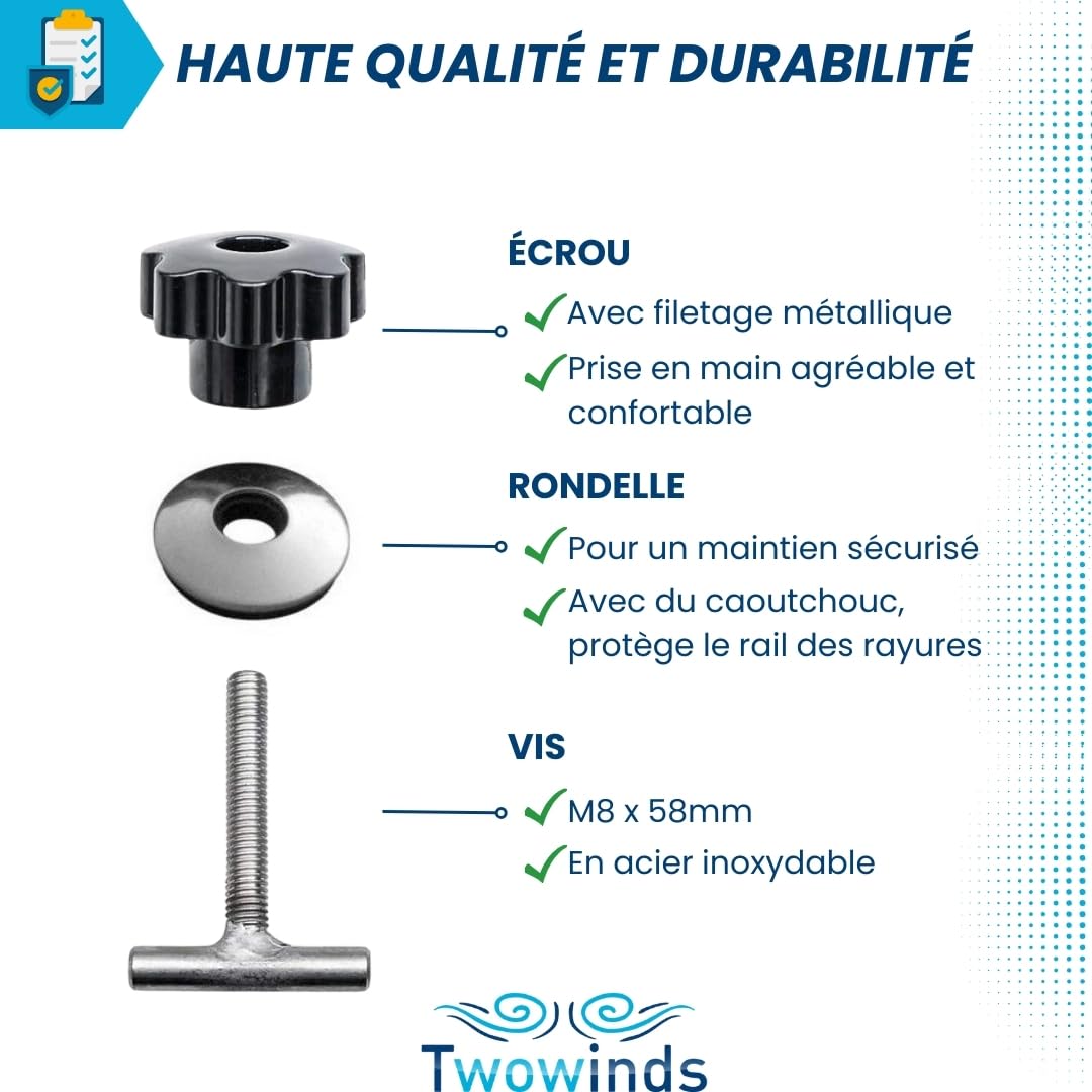 Image secondaire de Twowinds - Vis Fixation Cargaison au Rail Compatible avec VW T5 T6 Multivan Transporter California - 7h5883084c - Support Protec