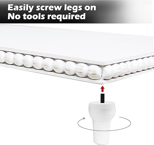 Miniatura 6 de GENMOUS Farmhouse - Soporte de pedestal blanco para decoración de baño, bandeja rústica grande escalonada, soporte de pedestal para exhibición de