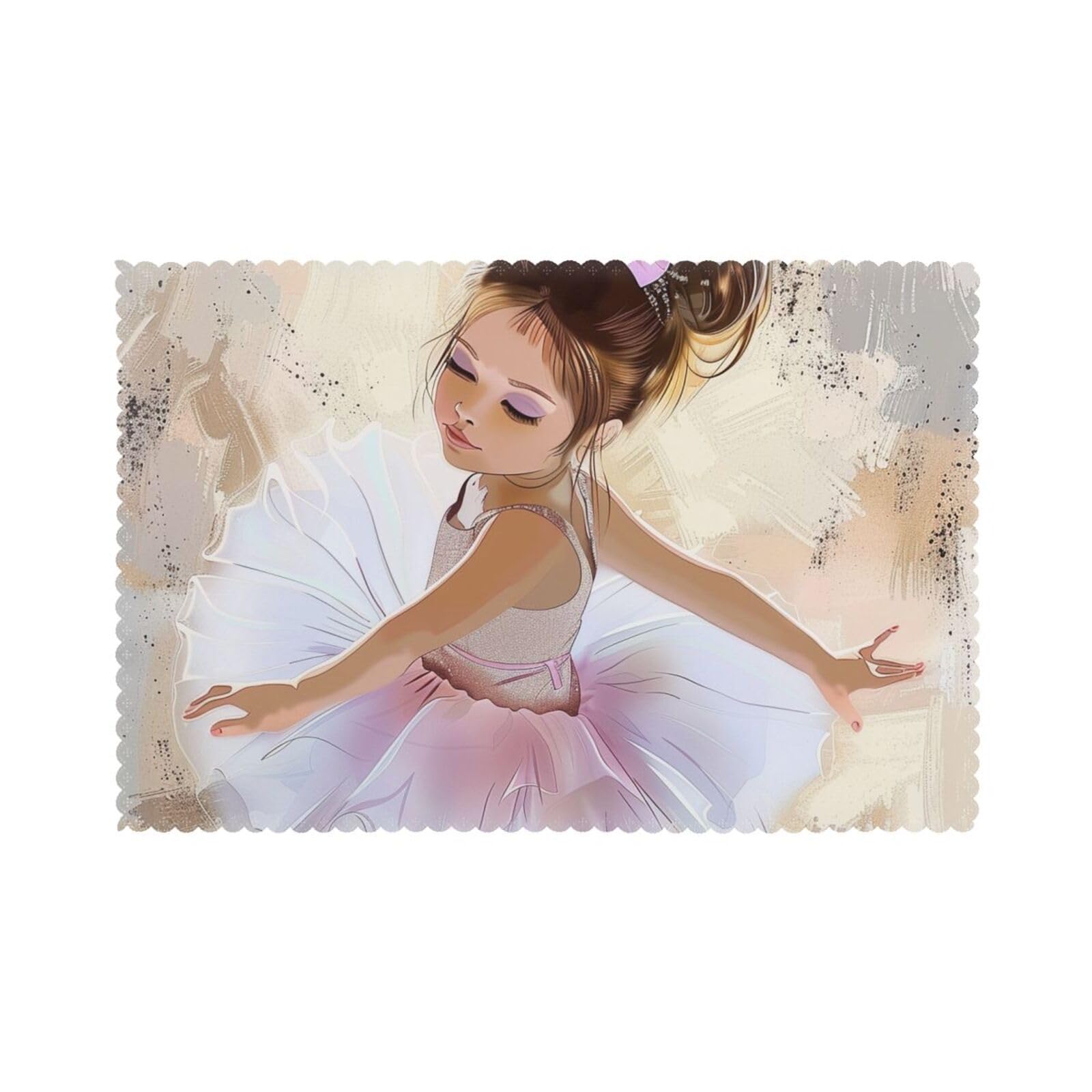Little Ballerina Dancing Girl Printed Placemat Heat Resistant Place Mats Set of 6 PCS Washable Kitchen Table Mats, 12x18 Inch