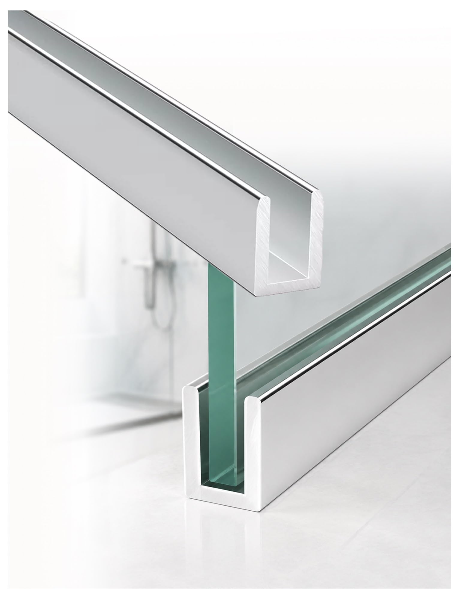 Canal en U para puerta de ducha de aluminio de 120 cm y vidrio de 6-12 mm