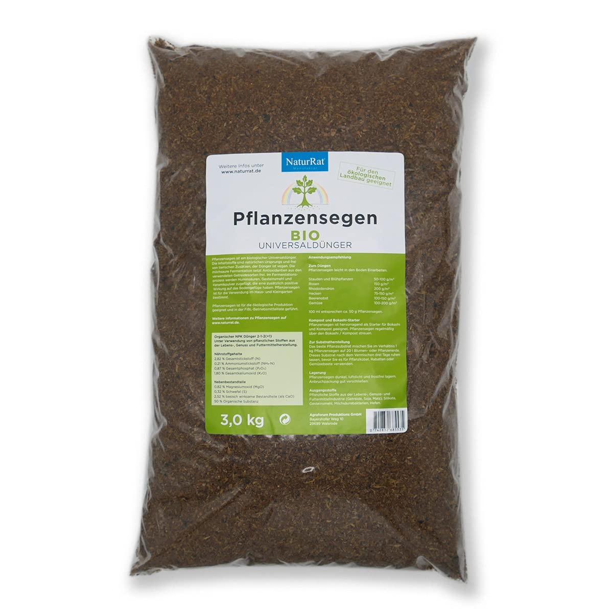 Organischer Dnger von Naturrat - Pflanzensegen: Bio, natrlich und mit NPK  fr gesundes Wachstum Ihrer Pflanzen. - 3,0 kg : Amazon.de: Garten