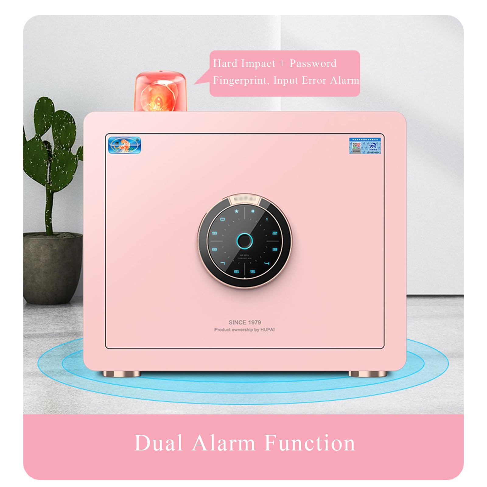 Cassaforte per impronte digitali e password, 30 cm, per casa, ufficio, soggiorno, camera da letto, cassaforte compatta per oggetti di valore e documenti importanti