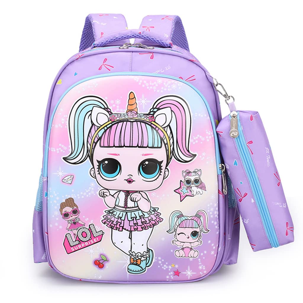 Buy PALAY® Small Backpack for Girls with Pencial Case Violet Cartoon