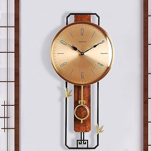 XIALIUXIA Reloj de pared grande con diseño de arte de pared moderno reloj de pared de madera maciza con decoración china reloj de cuarzo con