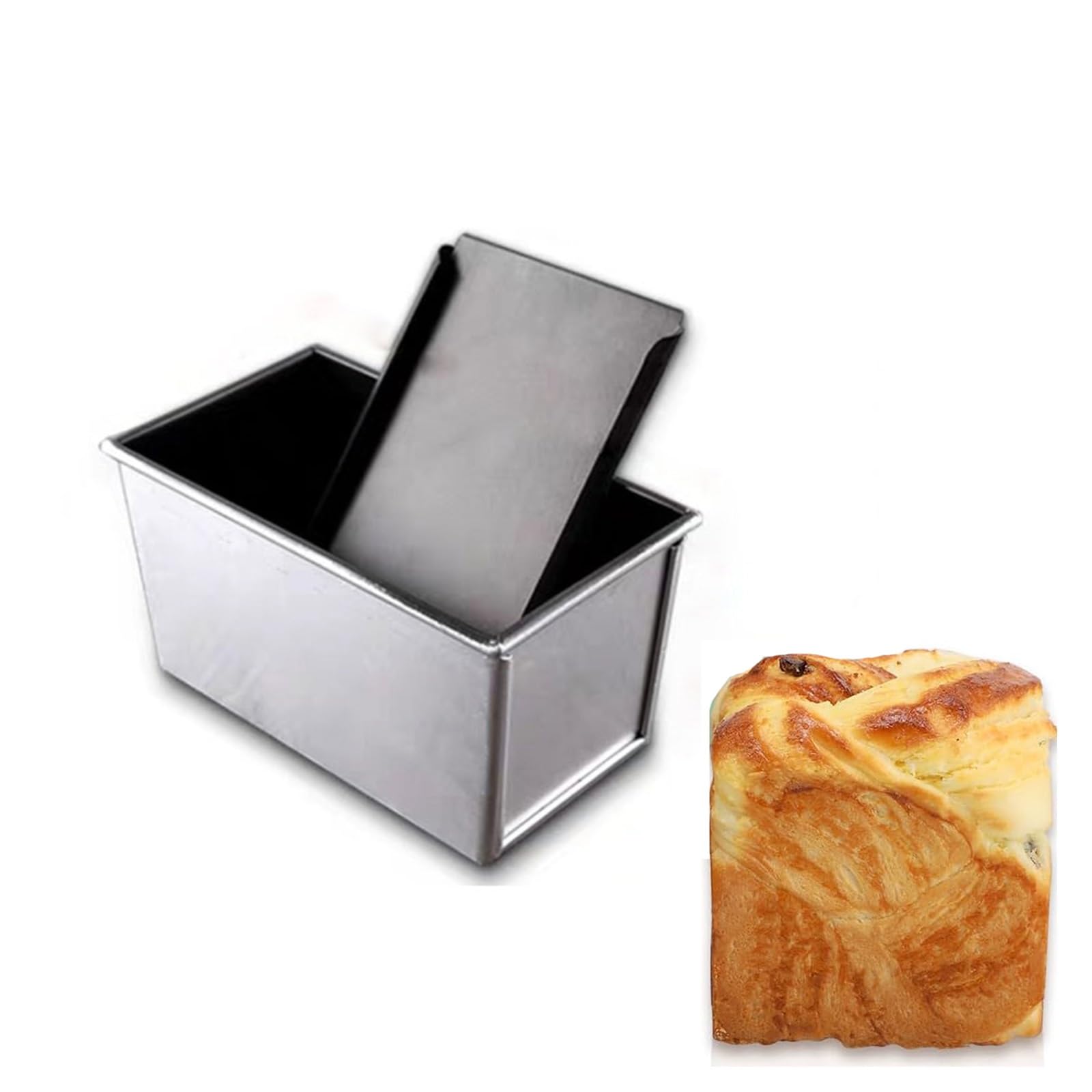 Molde Rectangular for Pan con Tapa, Molde for Pan Tostado, Antiadherente, aleación de Aluminio, Capacidad de Masa de 1 Libra, for Hornear Pan Tostado en Horno(33 * 11.2 * 11.6cm)