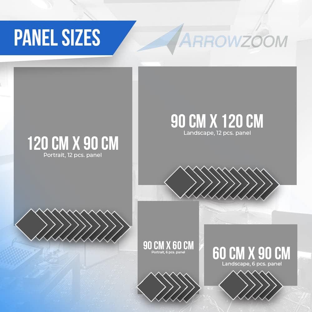 Arrowzoom 6 Pannelli Parete in Feltro 60x90cm SD1230 | Pannelli decorativi da parete per casa, ufficio, studio e interni con finitura resistente