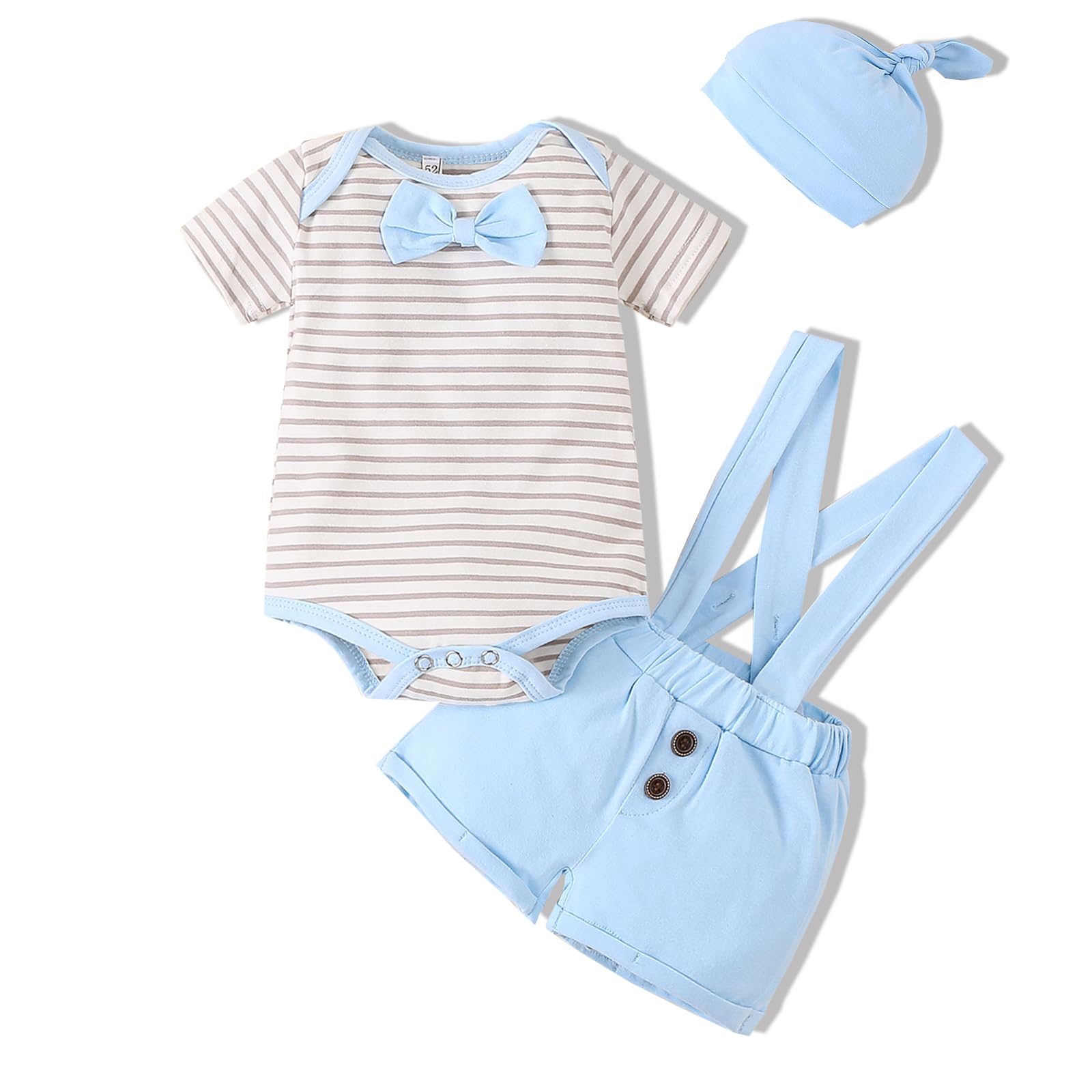 VINUOKER Preemie Newborn Baby Boy Outfits Premature Baby Outfits Newborn Infant Suspender Outfit Set