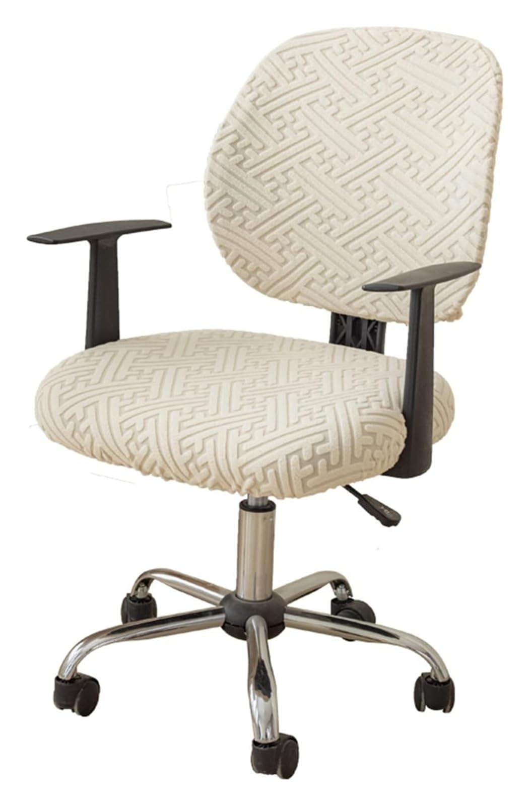 AOICXB Office Chair Seat Covers,Split Stretch Spandex Seat Slipcover,Corn Silk Fabric Removable Washable Rotating Swivel Chair Covers(Beige)