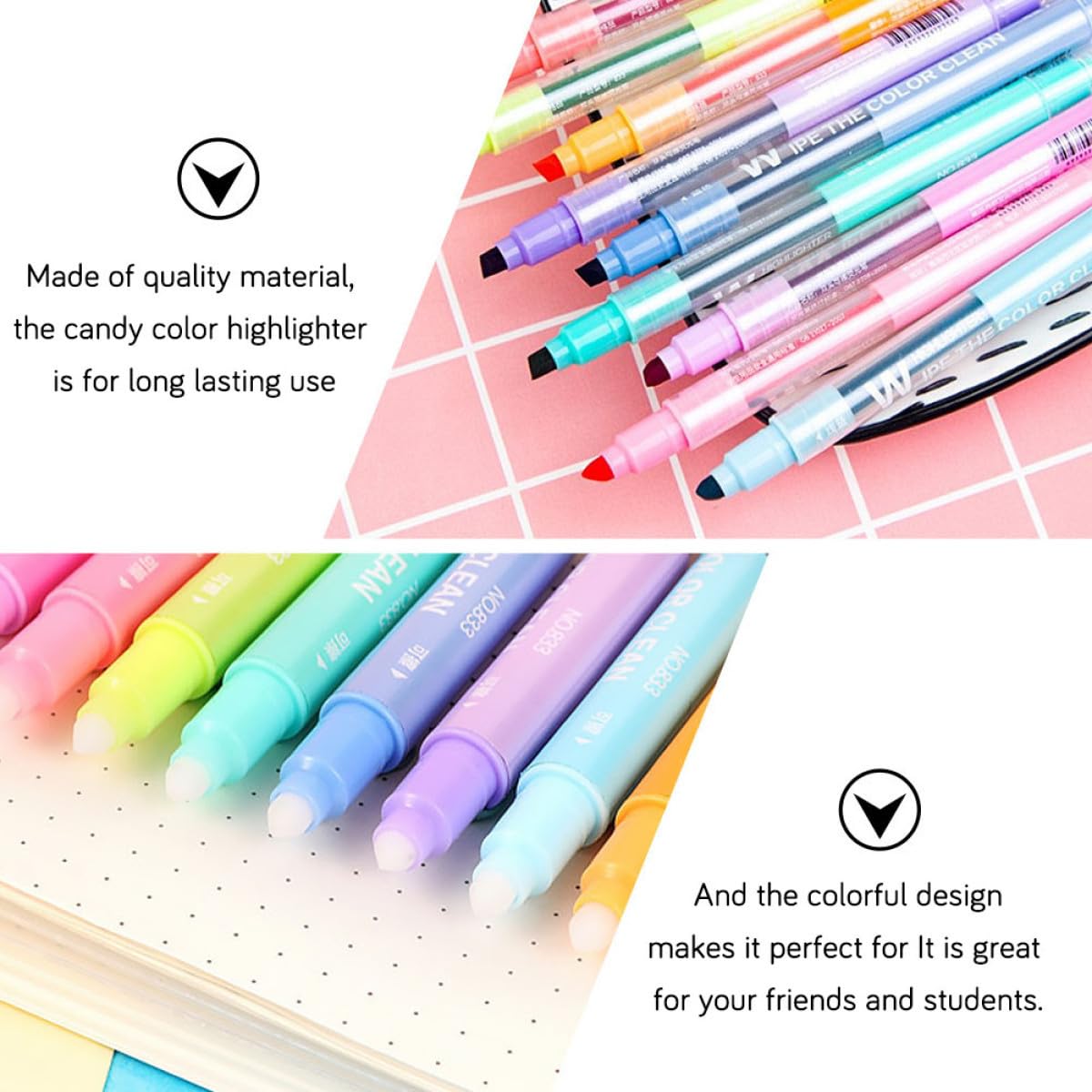 30pièces Effaçables à Double Extrémité De Feutres Pour Étudiants Et Pour Notes Et Surligner