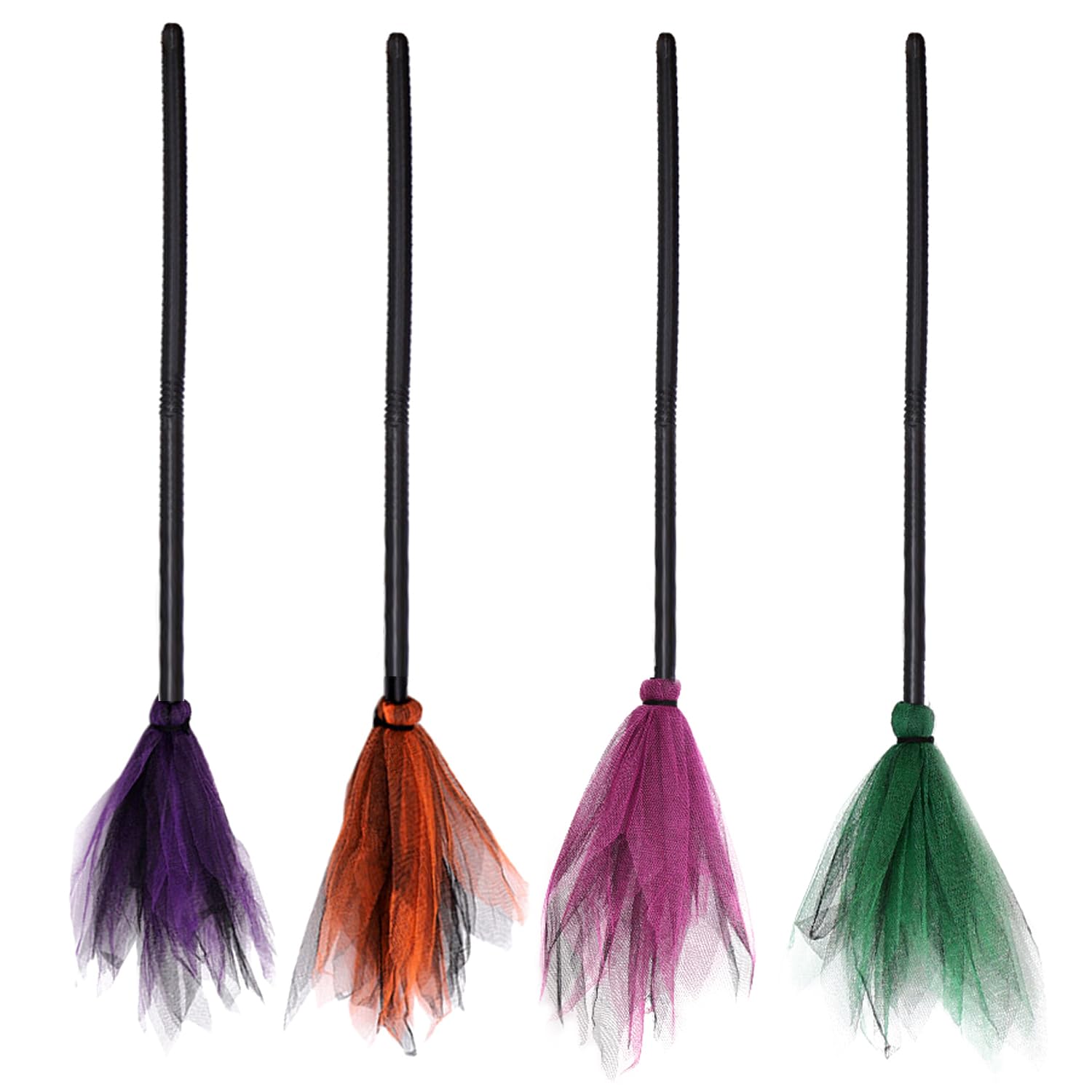 DVOFU 4Pieces Halloween Witch Brooms Multicolor Witch Masquerade Cosplay Costume Prop Halloween Broom Decoration for Adult Festival Party Accessory
