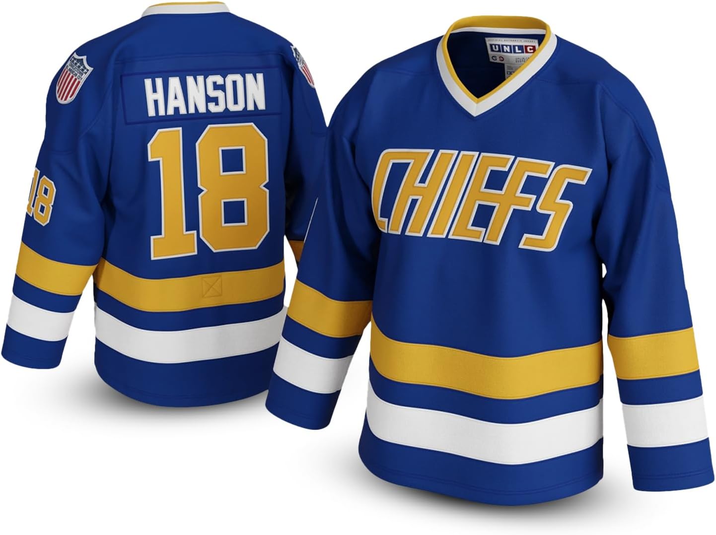 Jeff Hanson #18 Charlestown Chiefs Hockey Jersey – Slap Shot-Inspired Throwback, Stitched Letters, Sizes S–5XL