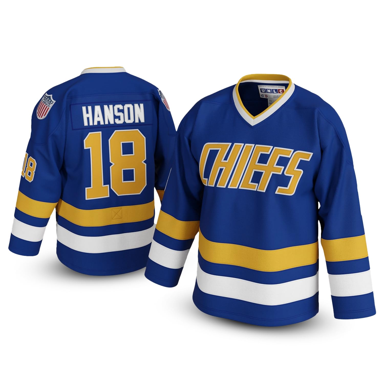 Jeff Hanson #18 Charlestown Chiefs Hockey Jersey – Slap Shot-Inspired Throwback, Stitched Letters, Sizes S–5XL