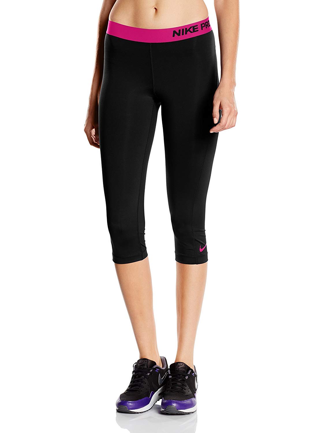 Nike Women's Pro Capri Black/Vivid Pink Pants XS X R