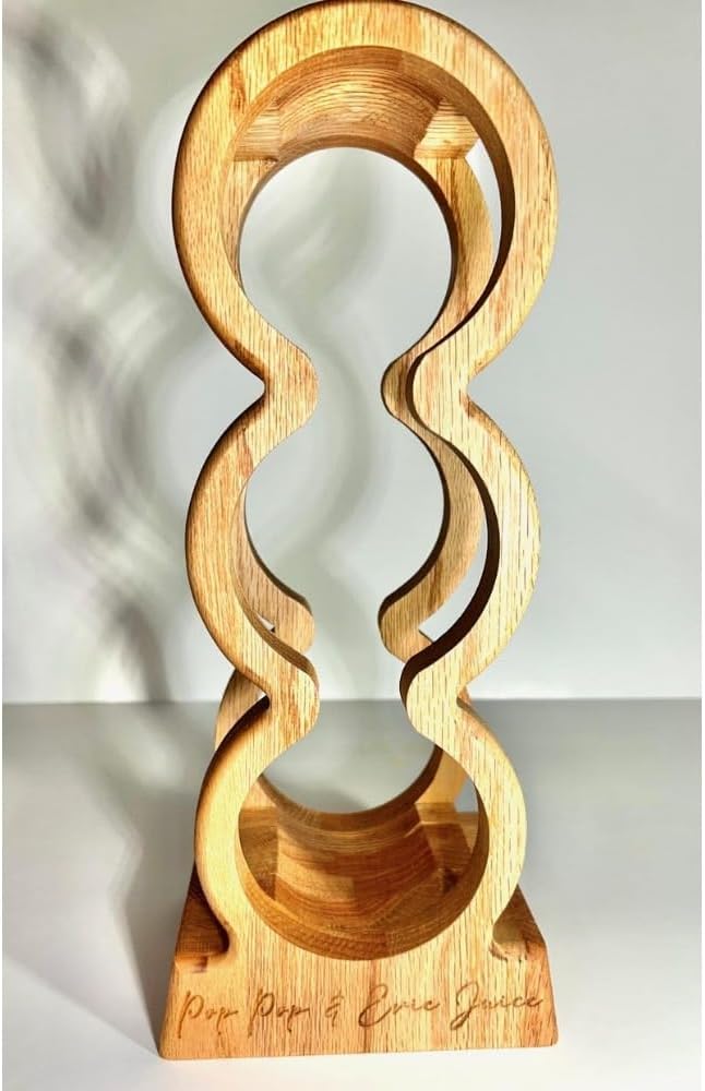 Soporte para Vino de Madera Rústico, Organizador de Bar para 3 Botellas miniatura 9