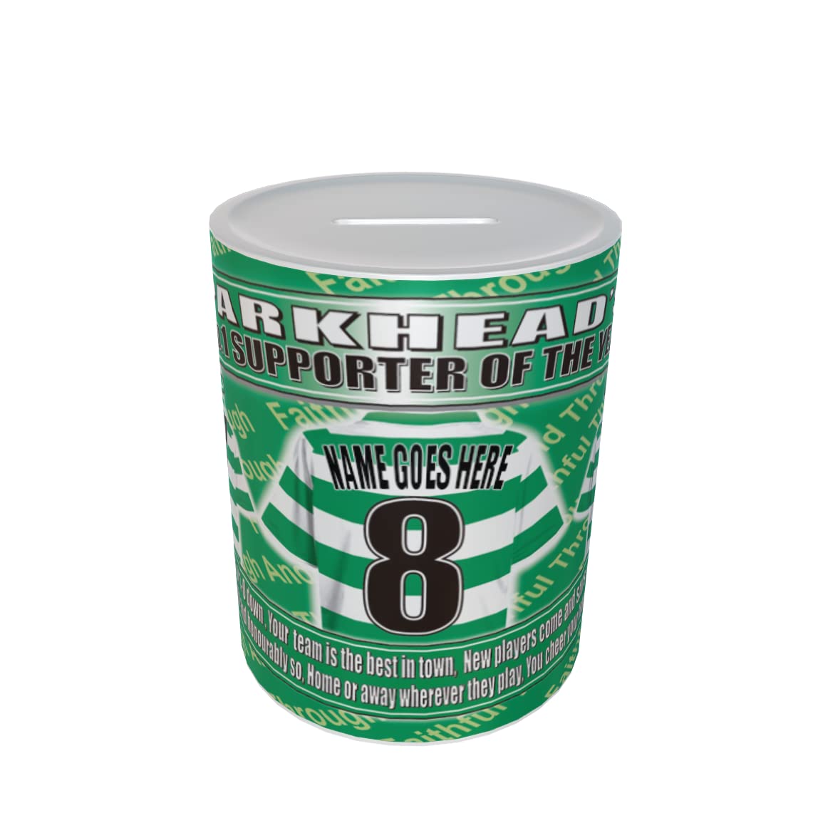 Celtic Football Shirt Personalised Ceramic Money Box Gift Multicoloured, One Size (CELT-PERS-MONEYBOX_000)