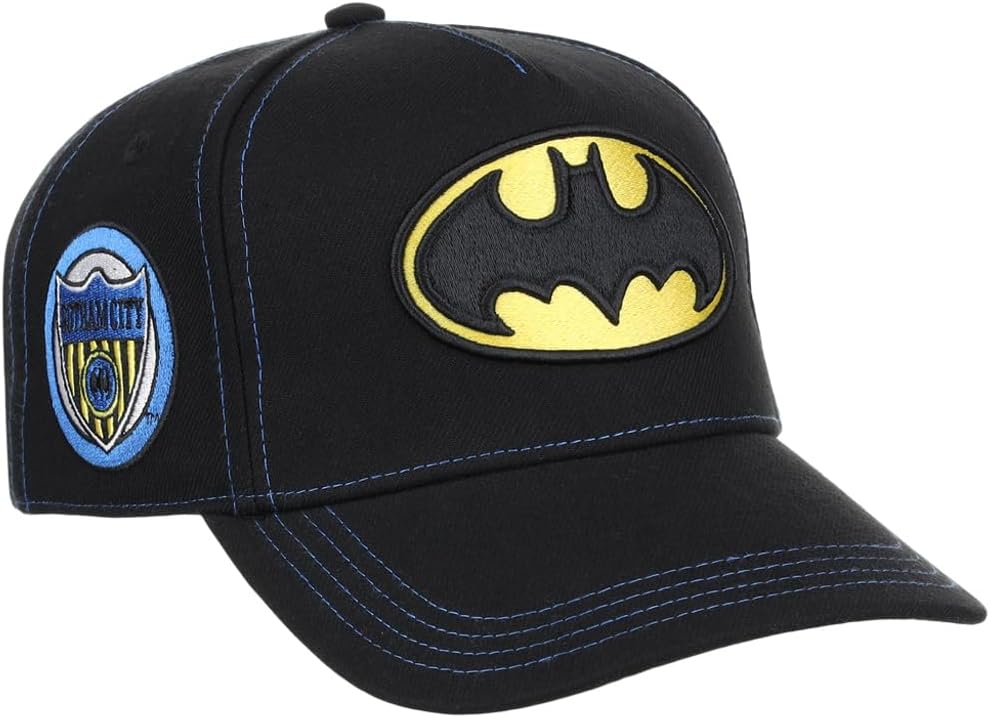 DC Comics Batman Big Print UV A-Frame Adjustable Snapback Cap Black