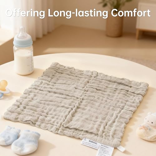 Miniatura 4 de Paquete de 6 paños de baño para bebé, 12 x 12 pulgadas, extra absorbentes y suaves, paños de lavado para recién nacidos, bebés y niños pequeños,