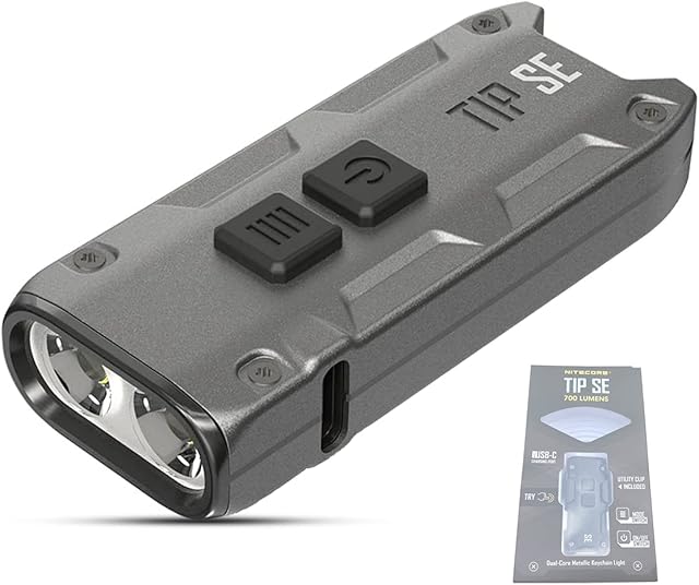 Nitecore Tip SE Mini Pocket Torch, 700 Lumens LED, Rechargeable USB C, Torch Key Ring, Waterproof IP54 with 4 Modes, 26 g, Black