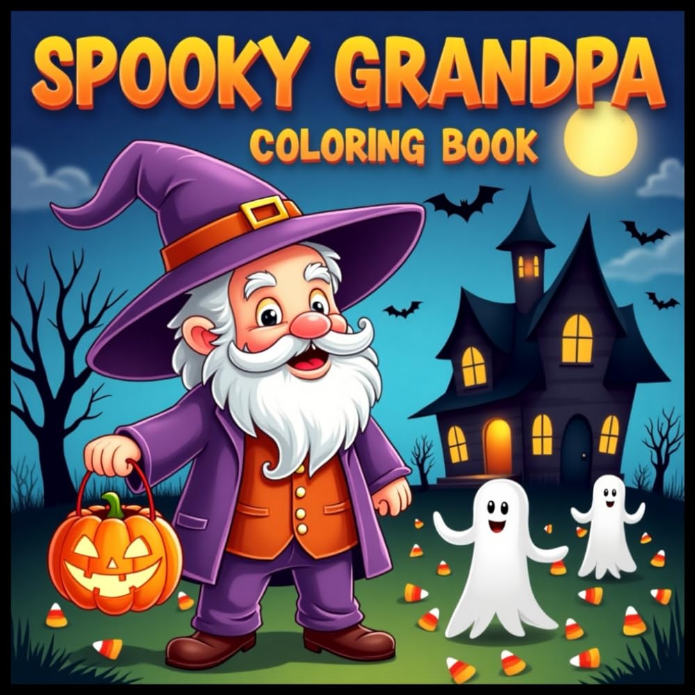 Spooky Grandpa Coloring Book for Kids: Funny and Silly Halloween Grandpas to Color – Bold and Easy Outlines for Boys and Girls Ages 3–8