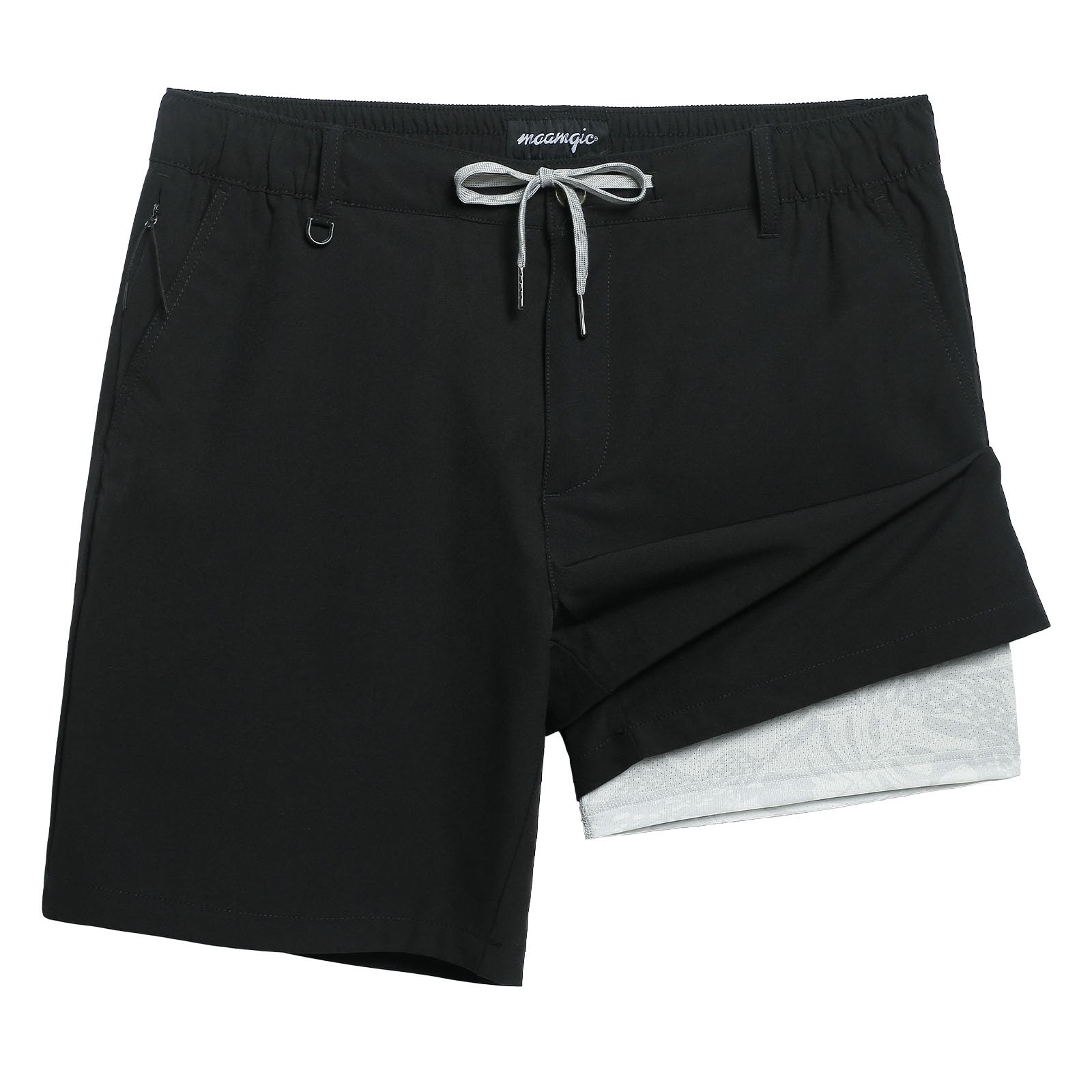 maamgic Mens Casual Shorts with Compression Liner 5/7 Inch Classic Fit Khaki Shorts