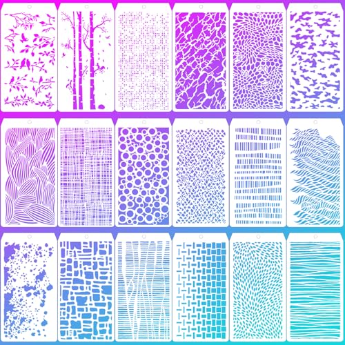 La Mejor Recopilación de Patrones y plantillas los 10 mejores. 47 Plantillas de textura mixta, 18 piezas de plantillas abstractas de mármol agrietado, salpicaduras de grano, fondo de burbujas, patrones de hojas de árbol para aerógrafo, pintura...