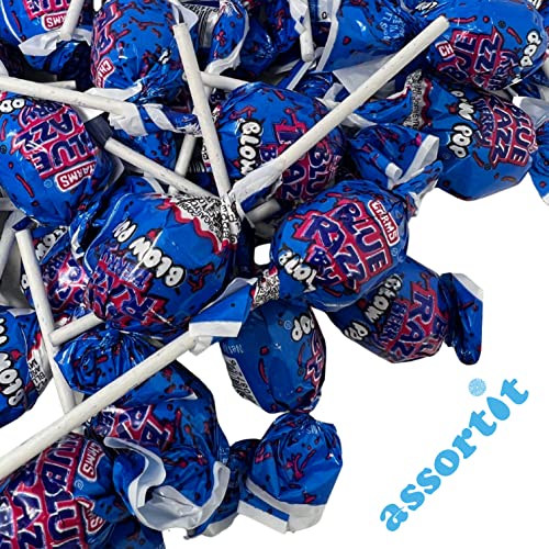 Holiday Special Blue Raspberry Lollipop Assortment - 3 Lbs - Blue Razz Blow Pops With Classic Bubblegum Center - Single Flavor Charms Suckers Pack - Individually Wrapped, 48 Oz. #TOP3