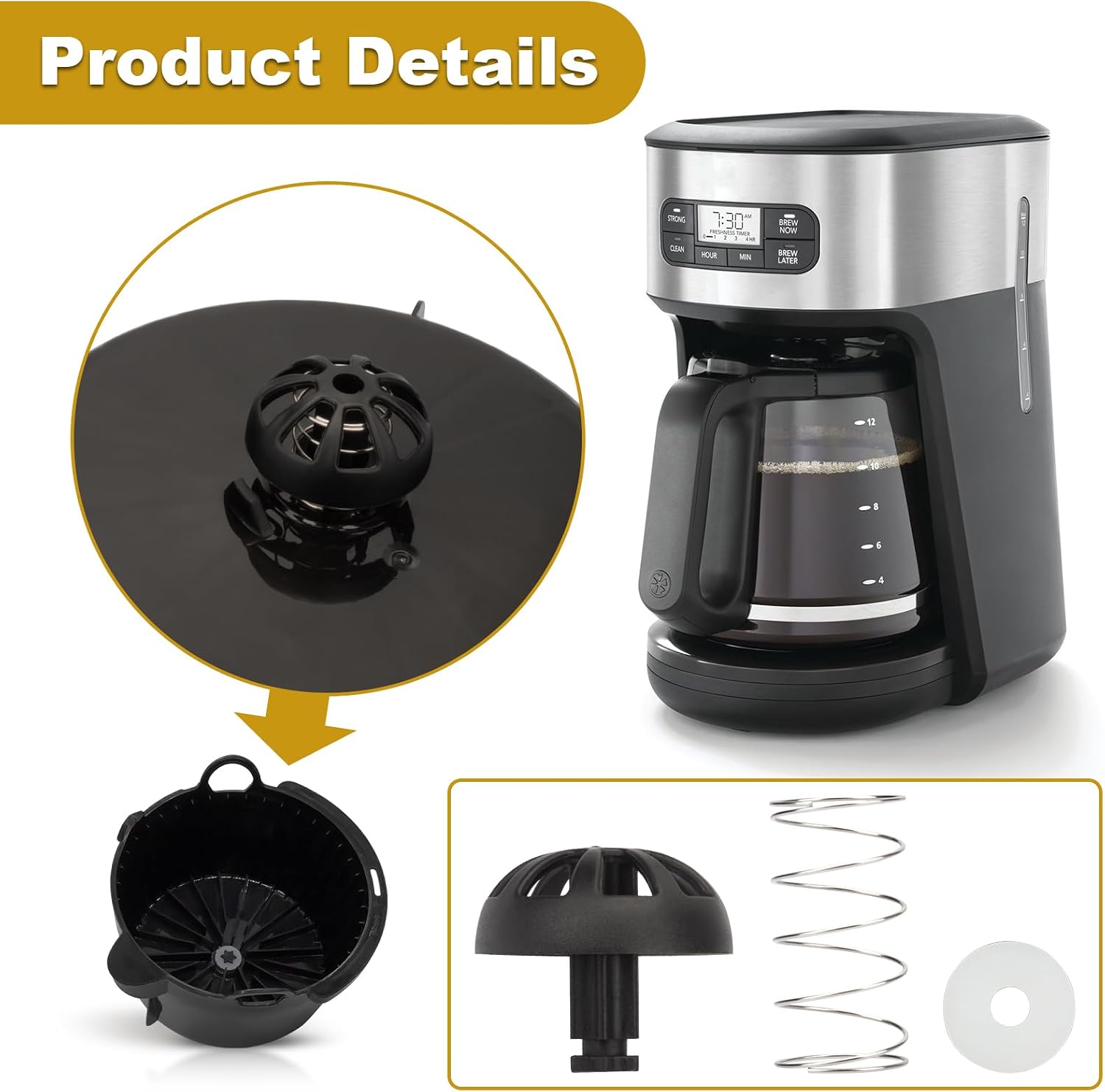 2-Pack Coffee Machine Brew Basket Bottom Spring Loaded Stopper Kits