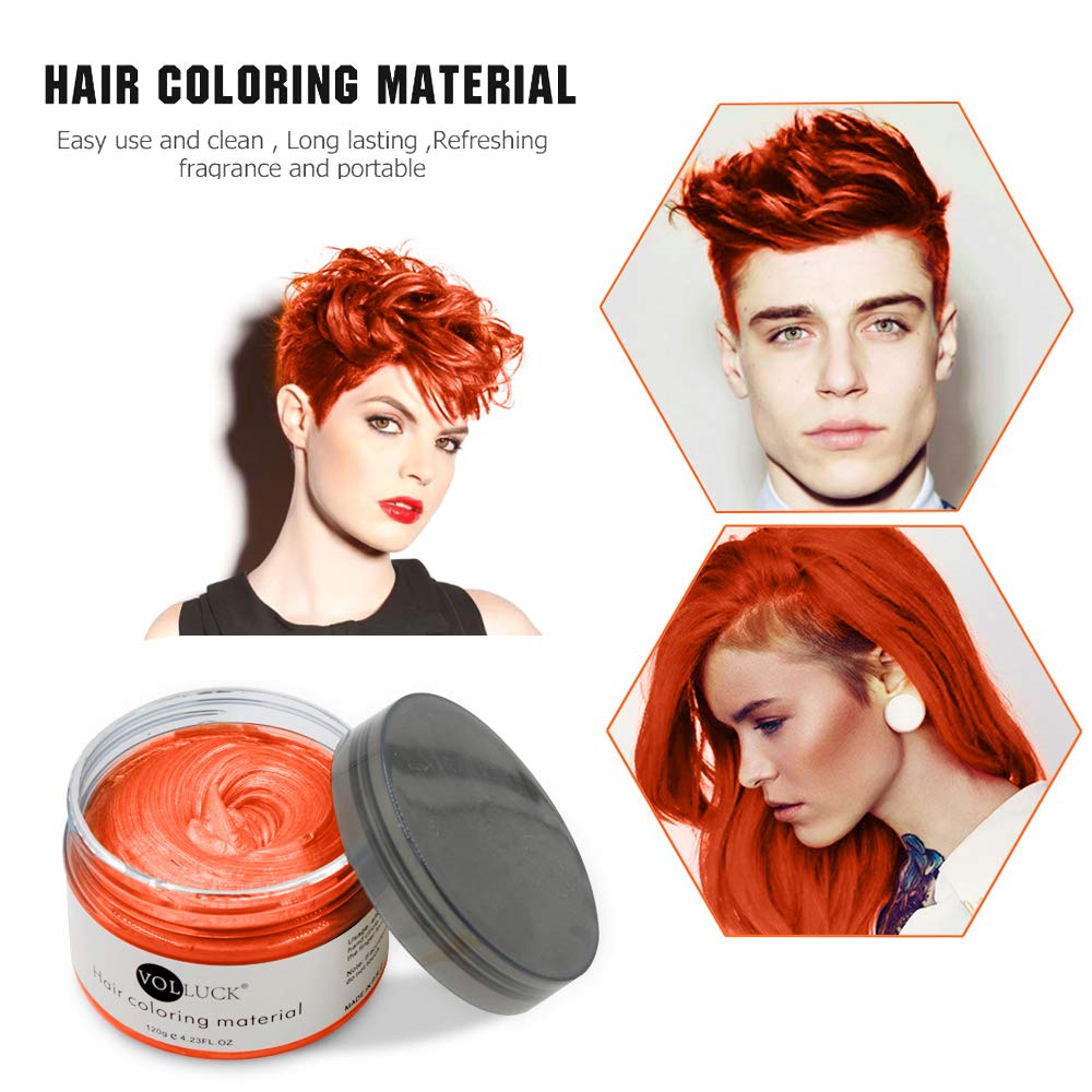 VOLLUCK Hair Wax Pomades 4.23 oz - Natural Hair Coloring Wax Material Disposable Hair Styling Clays Ash for Cosplay,Hallowee,Party (Customized Pink): Beauty